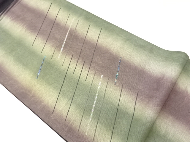 螺鈿縞に斜線模様織出し袋帯